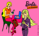 Dibujo Barbie y su hermana merendando pintado por kali