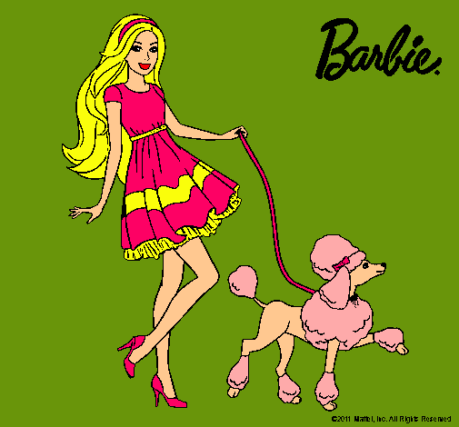 Dibujo Barbie paseando a su mascota pintado por Julianna40