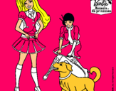 Dibujo Barbie con su perrito y una amiga pintado por hernande