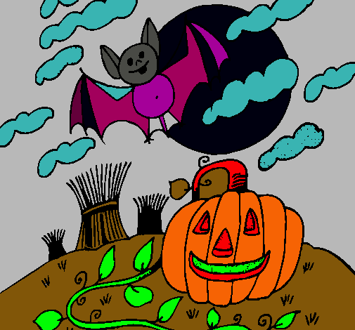 Dibujo Paisaje de Halloween pintado por pablino