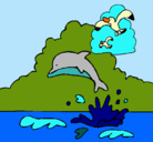 Dibujo Delfín y gaviota pintado por TATIS95