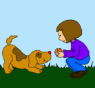 Dibujo Niña y perro jugando pintado por tapi