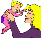 Dibujo Madre con su bebe pintado por bebaaaaaaaaa