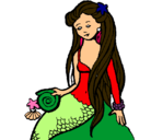 Dibujo Sirena con caracola pintado por cacAAC
