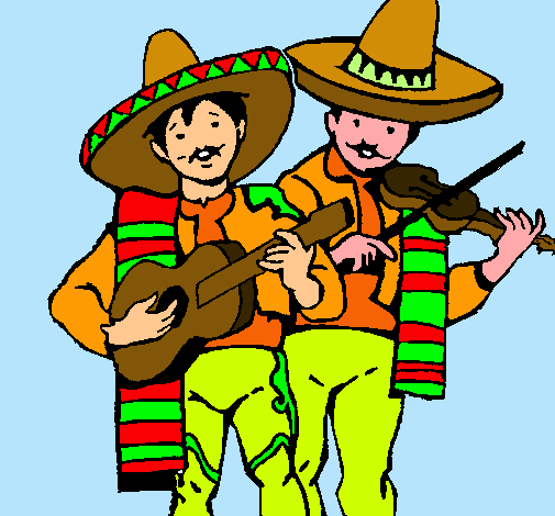 Dibujo Mariachis pintado por B-E-P