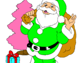 Dibujo Santa Claus y un árbol de navidad pintado por YRTNEMT6F