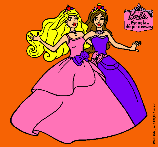 Dibujo Barbie y su amiga súper felices pintado por ainha