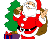 Dibujo Santa Claus y un árbol de navidad pintado por corazonzon