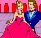 Dibujo Princesa y príncipe en el baile pintado por mansana