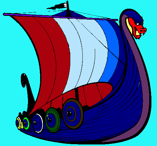 Dibujo Barco vikingo pintado por JavierAMG