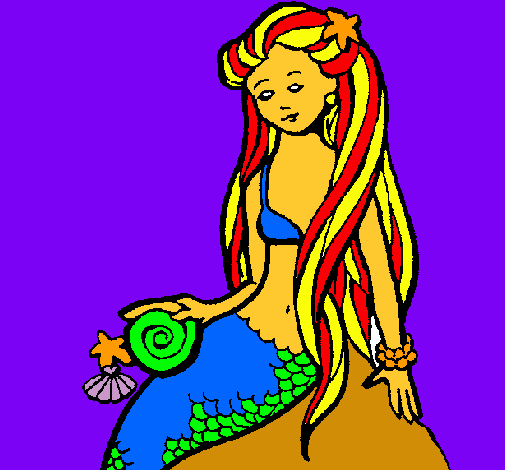 Dibujo Sirena con caracola pintado por marinagarcia