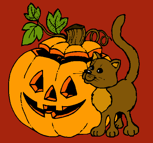 Dibujo Calabaza y gato pintado por eesaamaari