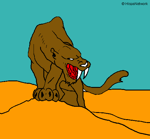 Dibujo Tigre con afilados colmillos pintado por piojosin