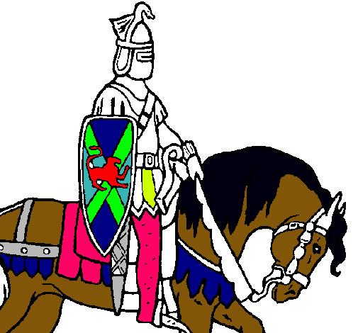Dibujo Caballero a caballo pintado por Playmobil