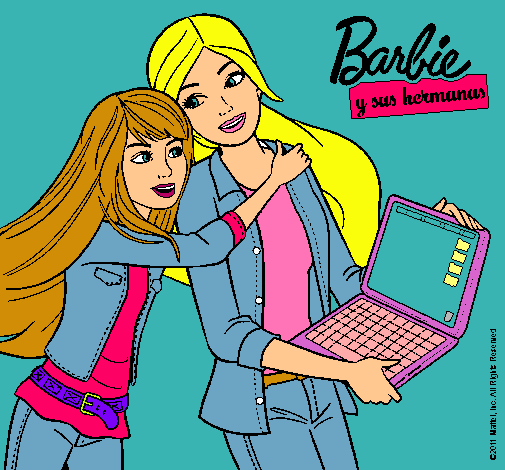 Dibujo El nuevo portátil de Barbie pintado por GUILLERMINA