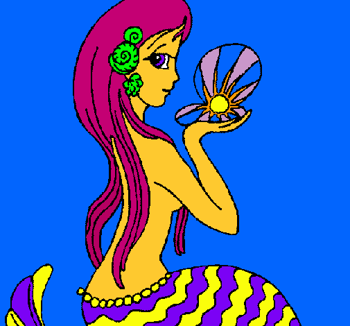 Dibujo Sirena y perla pintado por marinagarcia