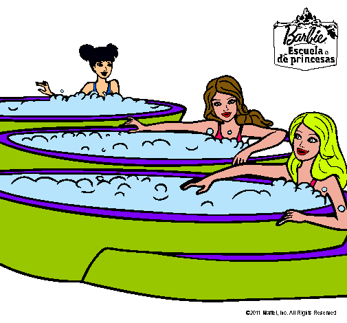 Dibujo Barbie y sus amigas en el jacuzzi pintado por Laurap