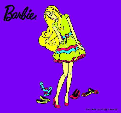 Dibujo Barbie y su colección de zapatos pintado por laurith