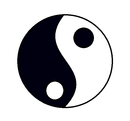 Dibujo Yin y yang pintado por mansana