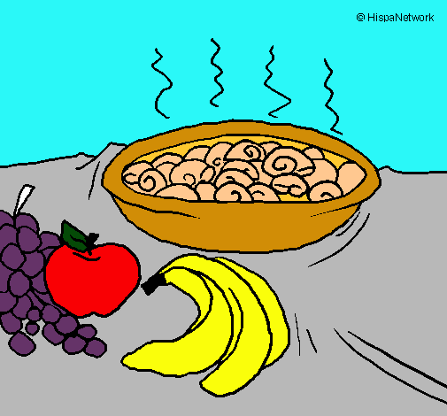 Dibujo Fruta y caracoles a la cazuela pintado por Pablo10