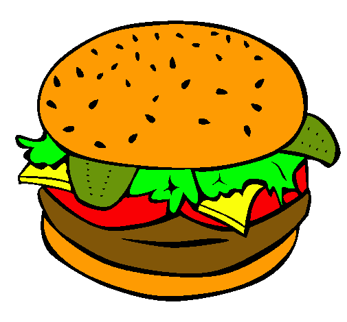 Dibujo Hamburguesa completa pintado por perrii