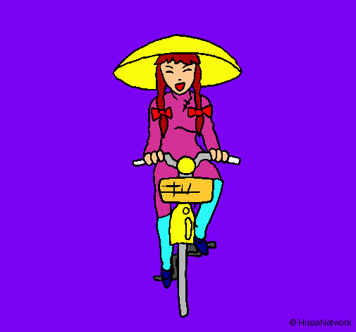 Dibujo China en bicicleta pintado por marinagarcia