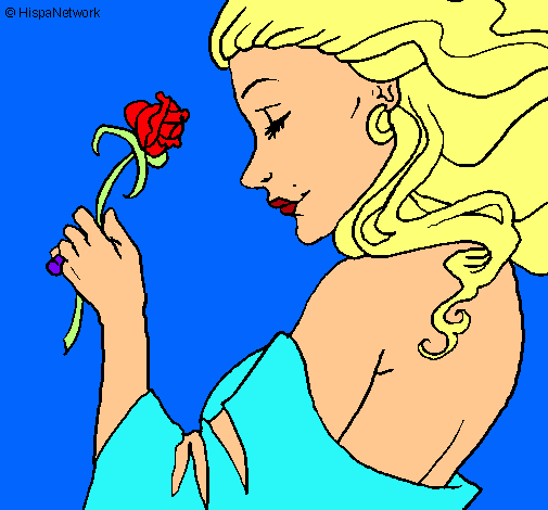 Dibujo Princesa con una rosa pintado por pilar99