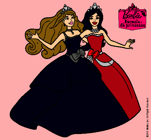 Dibujo Barbie y su amiga súper felices pintado por Crisin