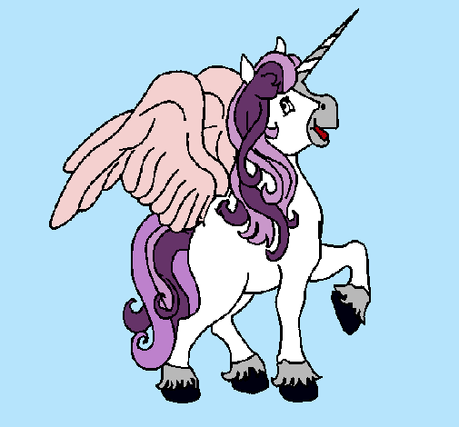 Dibujo Unicornio con alas pintado por zara58