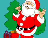 Dibujo Santa Claus y un árbol de navidad pintado por maiispec