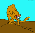 Dibujo Tigre con afilados colmillos pintado por meir