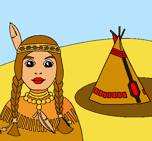 Dibujo India y tepee pintado por kami