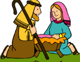Dibujo Adoran al niño Jesús pintado por misabel