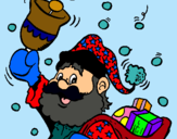 Dibujo Santa Claus y su campana pintado por HUISHOLA