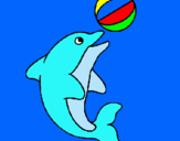 Dibujo Delfín jugando con una pelota pintado por rotchad