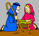 Dibujo Adoran al niño Jesús pintado por yannet