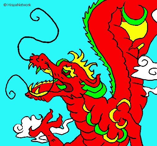 Dibujo Dragón japonés pintado por popular