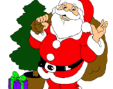 Dibujo Santa Claus y un árbol de navidad pintado por jojojo