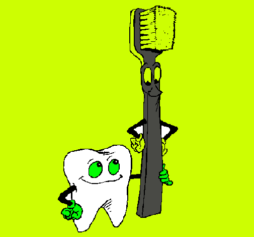 Dibujo Muela y cepillo de dientes pintado por manuse