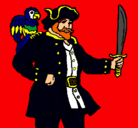 Dibujo Pirata con un loro pintado por skywalker