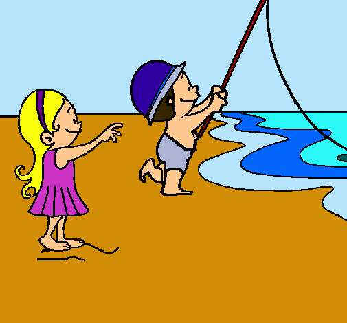 Dibujo Amigos pescando pintado por Helga