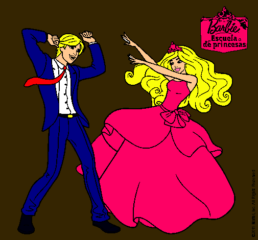 Dibujo Barbie bailando con un amigo pintado por Karen2107