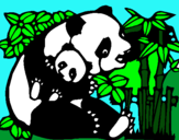 Dibujo Mama panda pintado por richi14