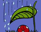 Dibujo Mariquita protegida de la lluvia pintado por aladino