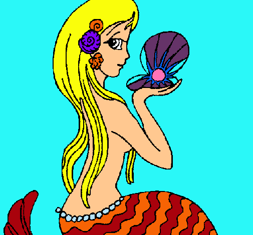 Dibujo Sirena y perla pintado por isavel1