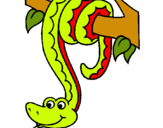 Dibujo Serpiente colgada de un árbol pintado por marcap