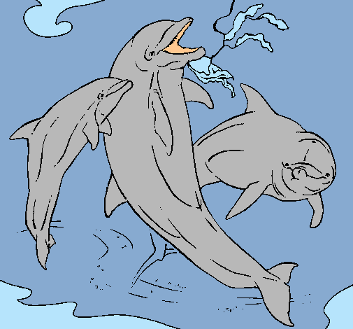 Dibujo Delfines jugando pintado por aladino