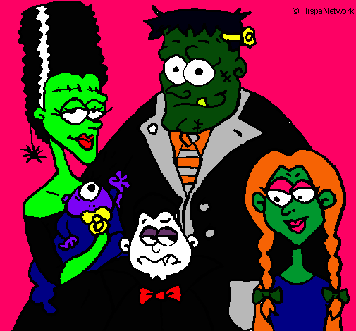 Dibujo Familia de monstruos pintado por popular