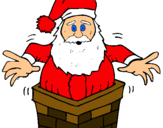 Dibujo Papa Noel en la chimenea pintado por gtmb