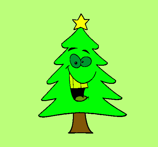 Dibujo árbol navidad pintado por Elsukita